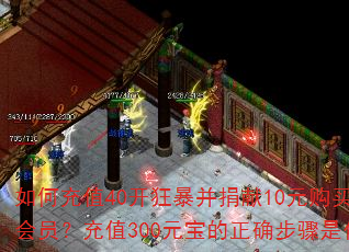如何充值40开狂暴并捐献10元购买首充会员?充值300元宝的正确步骤是什么? 如何充值40开狂暴并捐献10元购买首充会员?充值300元宝的正确步骤是什么?