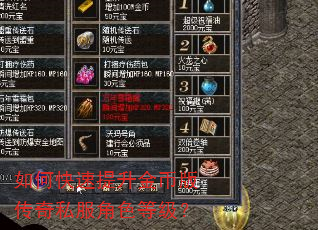 如何快速提升金币版传奇私服角色等级? 如何快速提升金币版传奇私服角色等级?